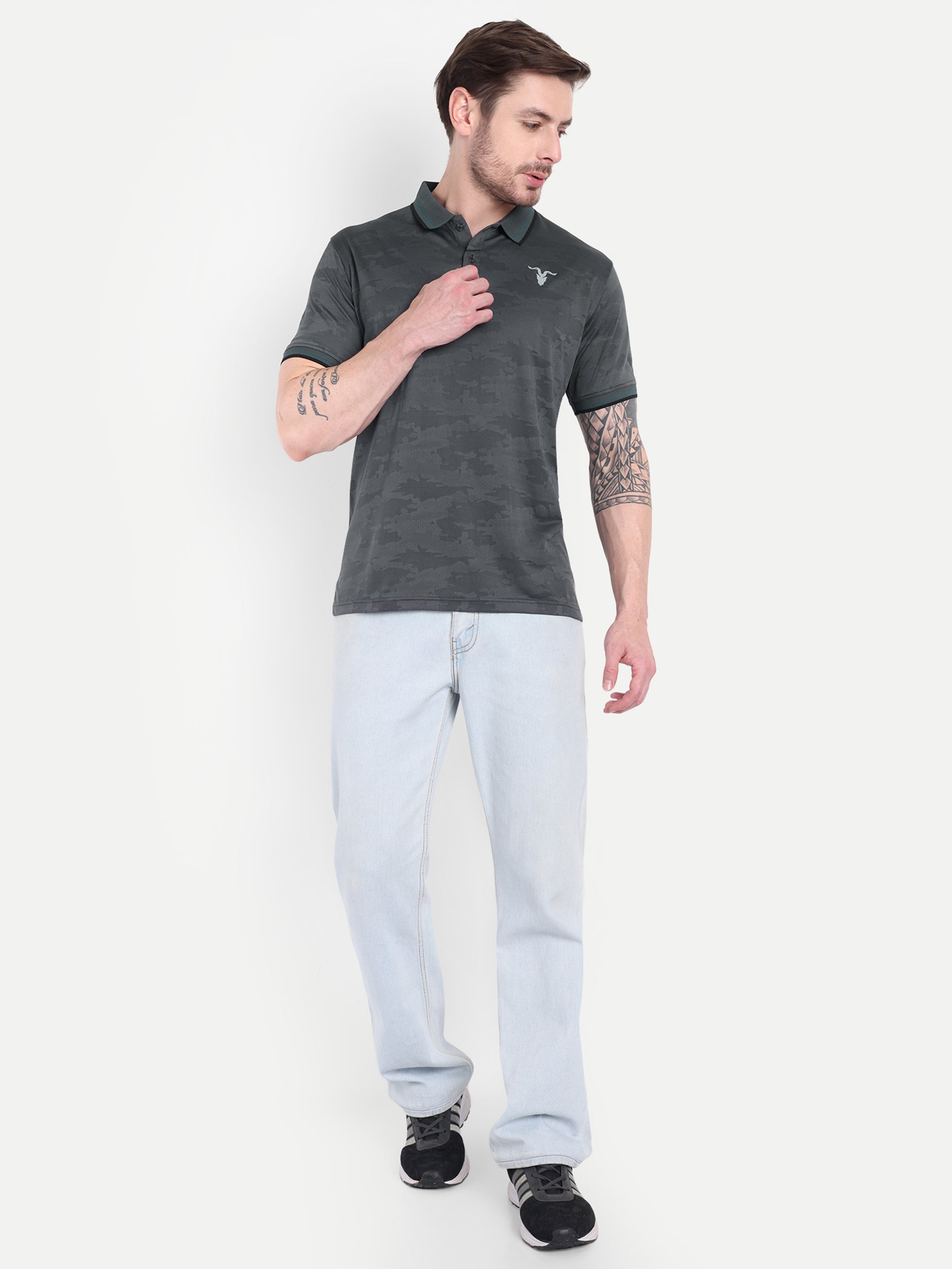 Men’s Gray Polo Texture T-Shirt – Smart Activewear