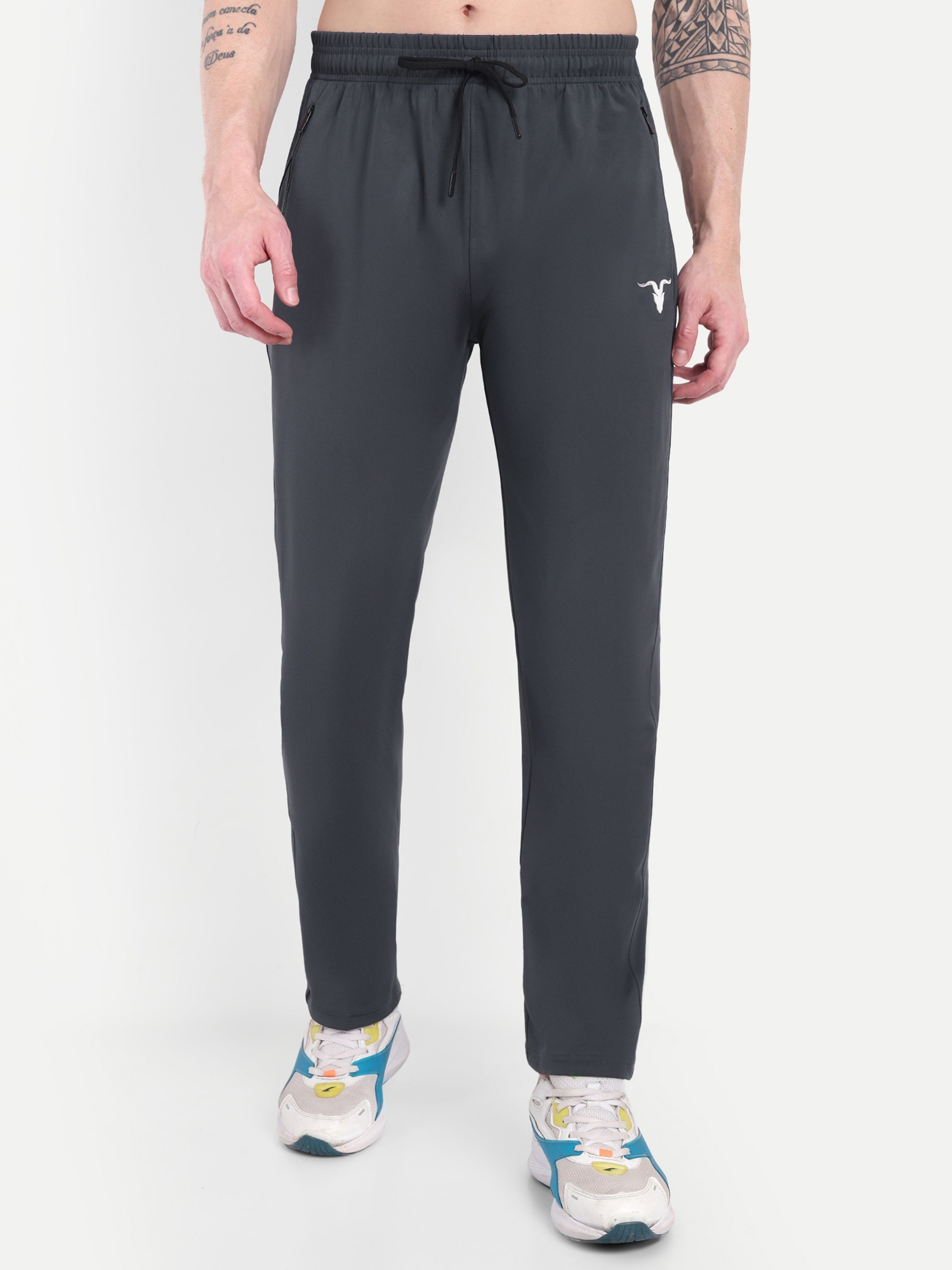 Men’s Slim Fit Black-Grey Track Pant – Performance Flex