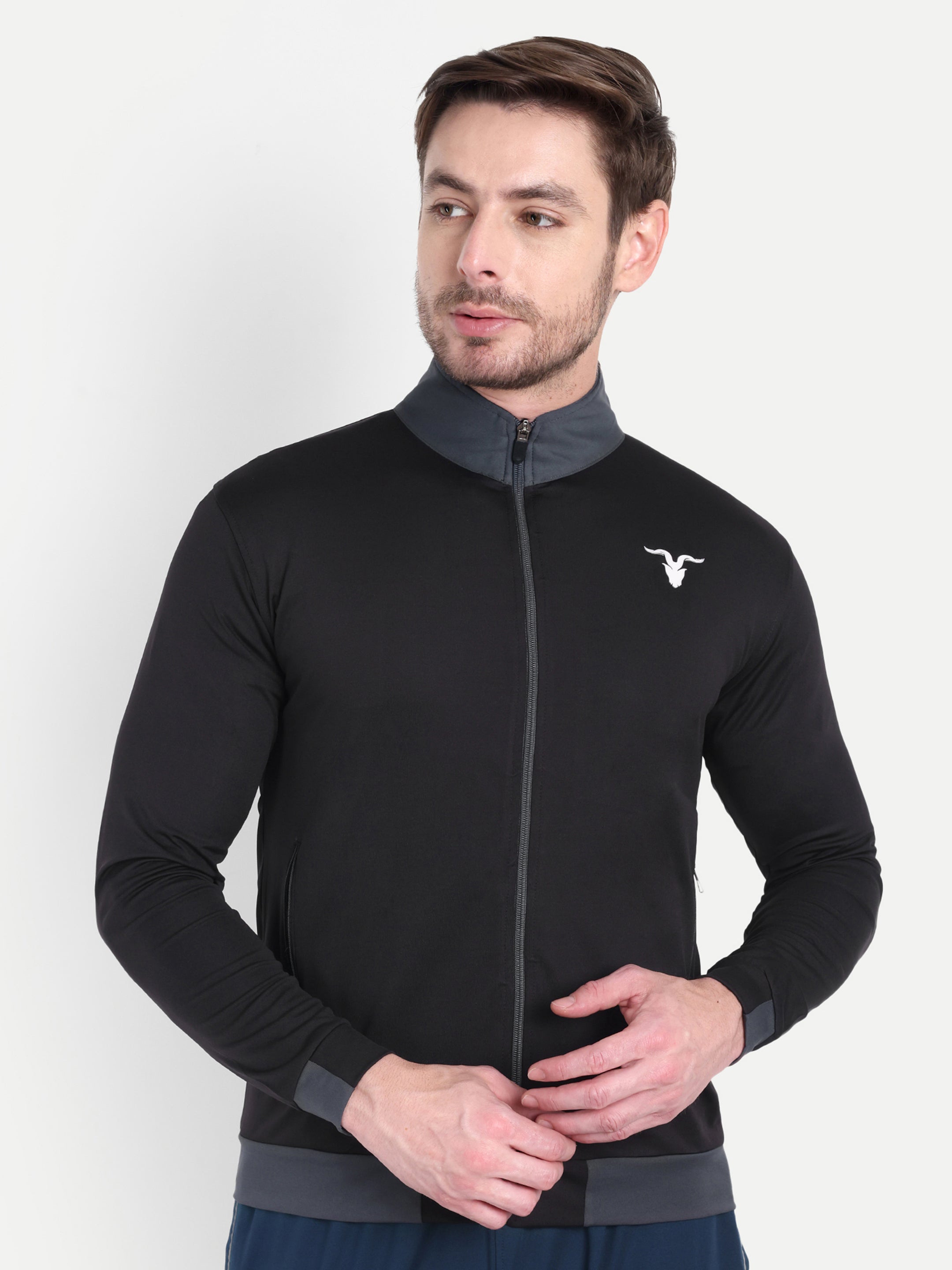 Men’s Black-Grey Sports Jacket – Dark Tone