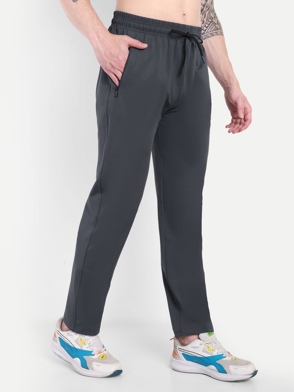 Men’s Slim Fit Black-Grey Track Pant – Performance Flex
