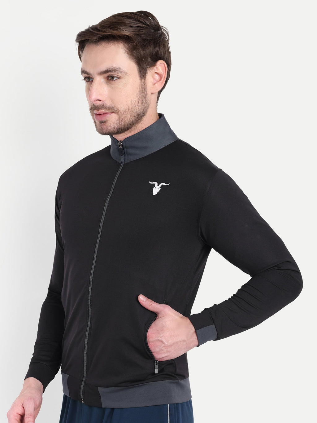 Men’s Black-Grey Sports Jacket – Dark Tone