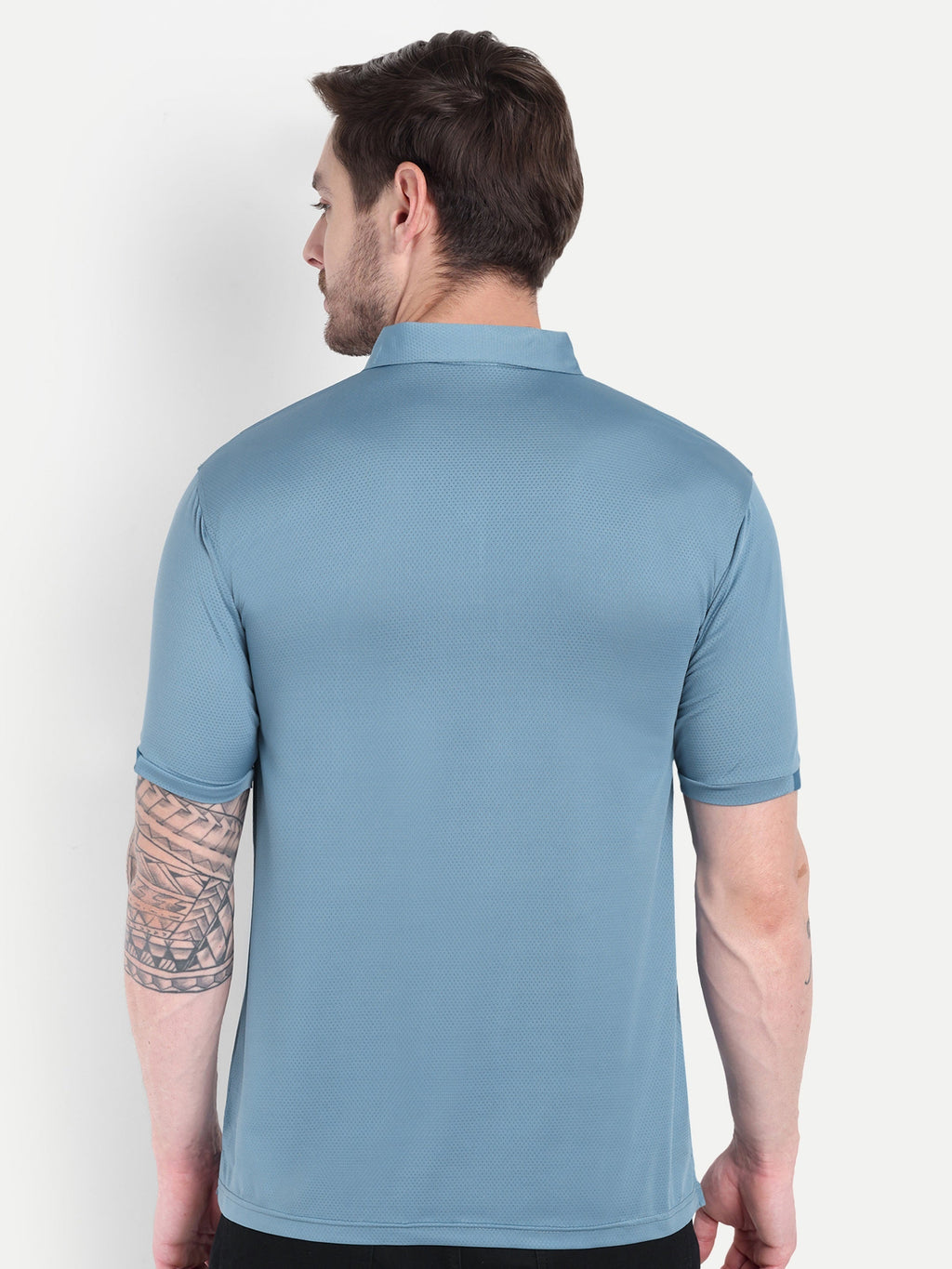 Men’s Dark & Light Blue Polo T-Shirt – Dual Tone Style