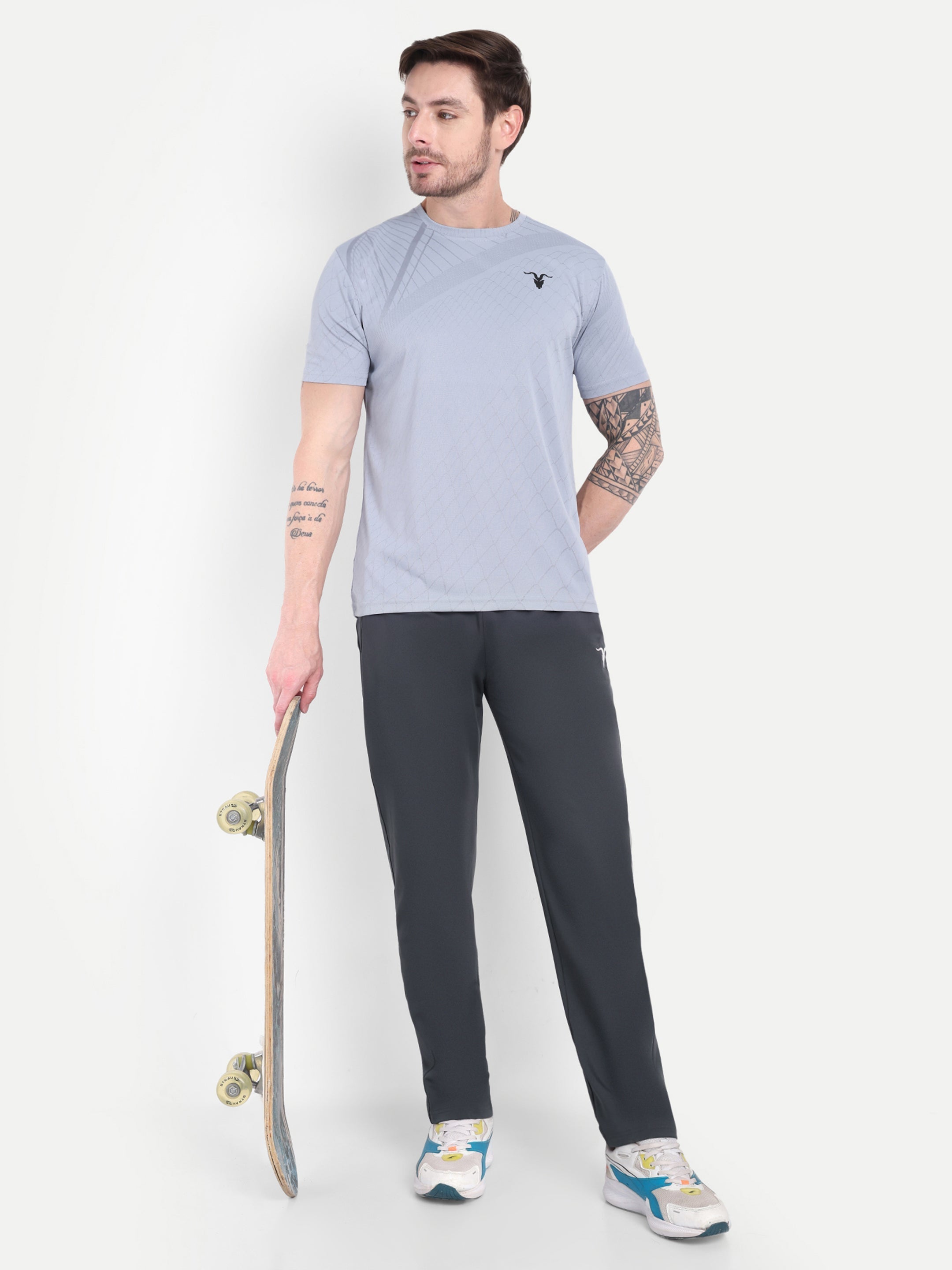 Men’s Slim Fit Black-Grey Track Pant – Performance Flex